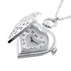 Hollow Heart-Shaped Pocket Watch Necklace Pendant Chain Women