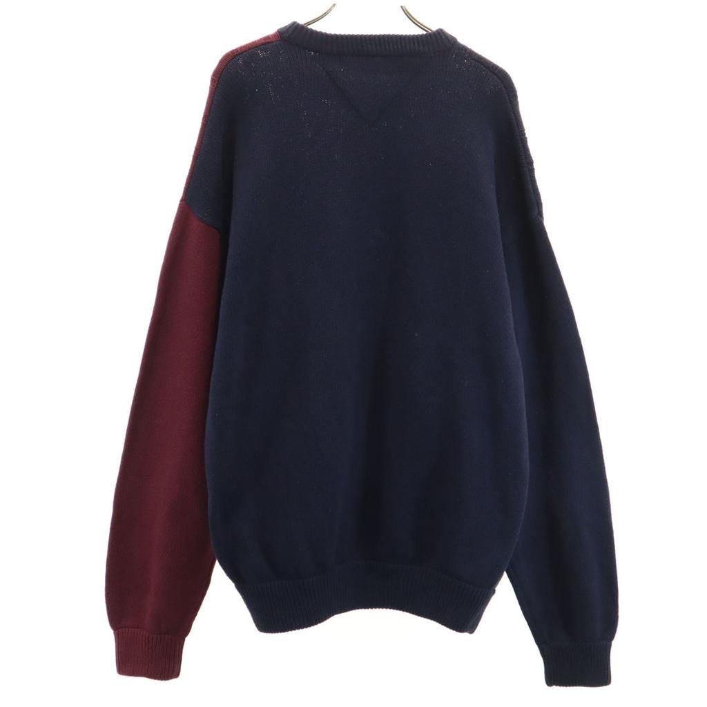 Tommy Hilfiger 90s Old Flag Tag Long Sleeve Cable Knit L Navy Sweater Men's Used