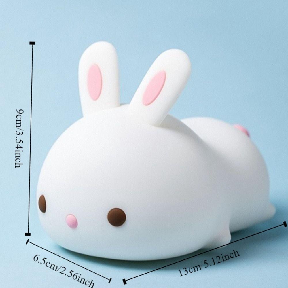 Cartoon Touch Sensor Rabbit Night Light 16 Colors Colorful Bunny Lamp Dimmable Silicone Ambient Light Bedside Light