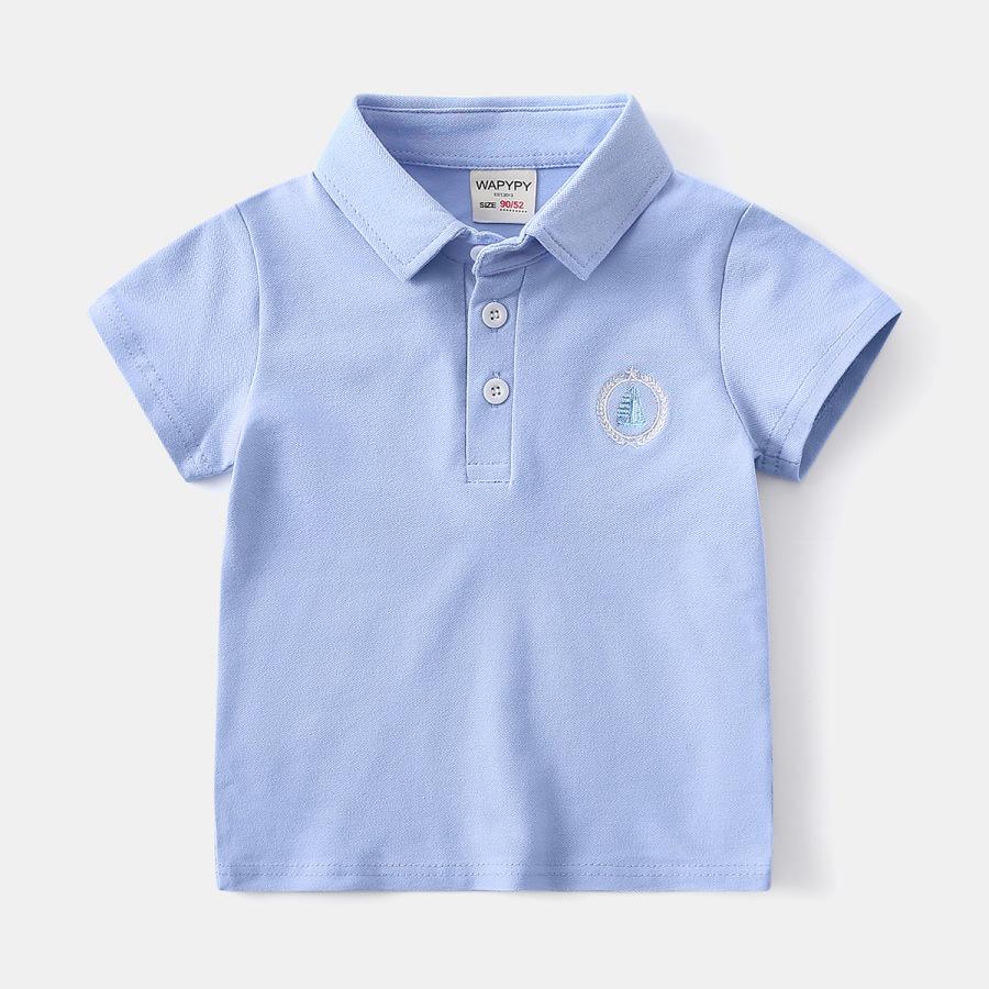 Polo de Manga Curta Estilo Coreano para Crianças - Camiseta de Algodão de Verão para Meninos