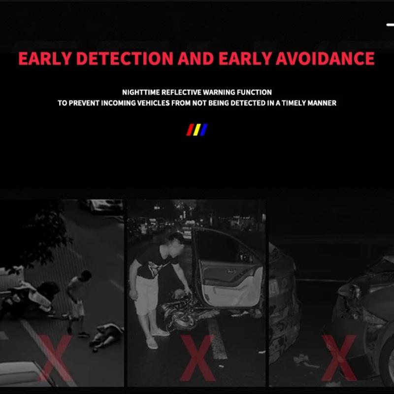 4pcs Car Door Safety Warning Reflective Mark Emblems Sticker For Porsche 911 Cayenne Panamera Macan Boxster Carrera-GT 928 918-Spyder