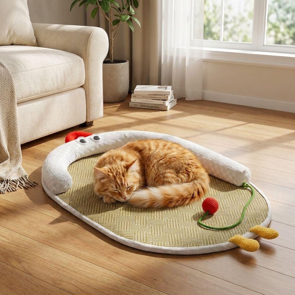 Neck Support Pet Cooling Mat Anti-slip Puppy Kennel Cartoon Pet Nest Mat Household