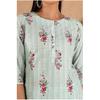 W Women's Light Green Floral Printed Cotton Kurta Dupatta Bottomwear with Lace