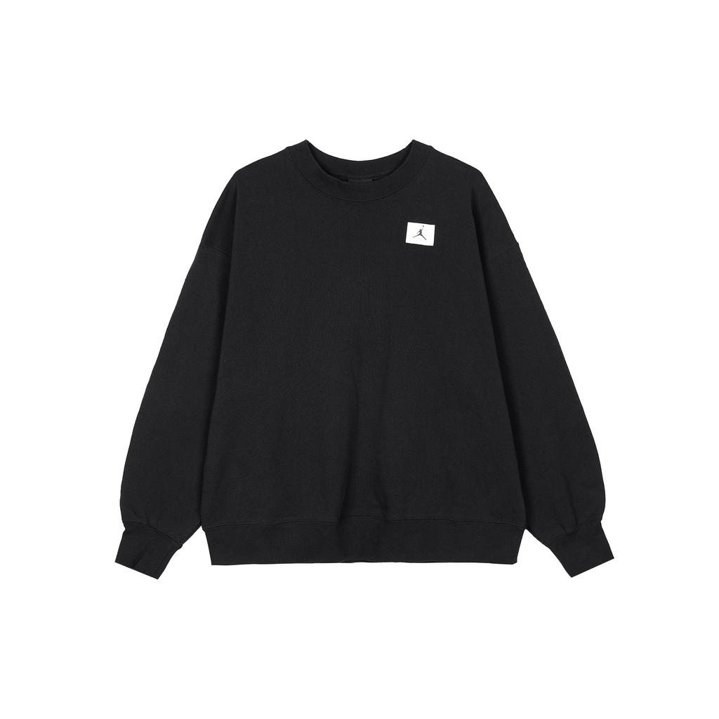 Jordan Solid Color Casual Loose Fleece-Lined Pullover Long Sleeve Sweatshirt Women Tops Black DQ4600-010