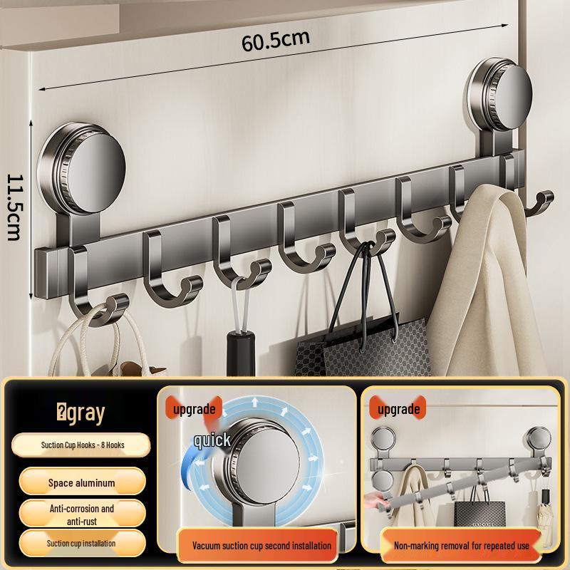 Strong Adhesive No-Drill Suction Cup Door Hook for Clothes and Storage