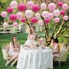 30Pcs Round Paper Lantern Wedding Decor Flowers Ball Lampion DIY Hanging Pompom Crafts Home Christmas Birthday Party Supplies