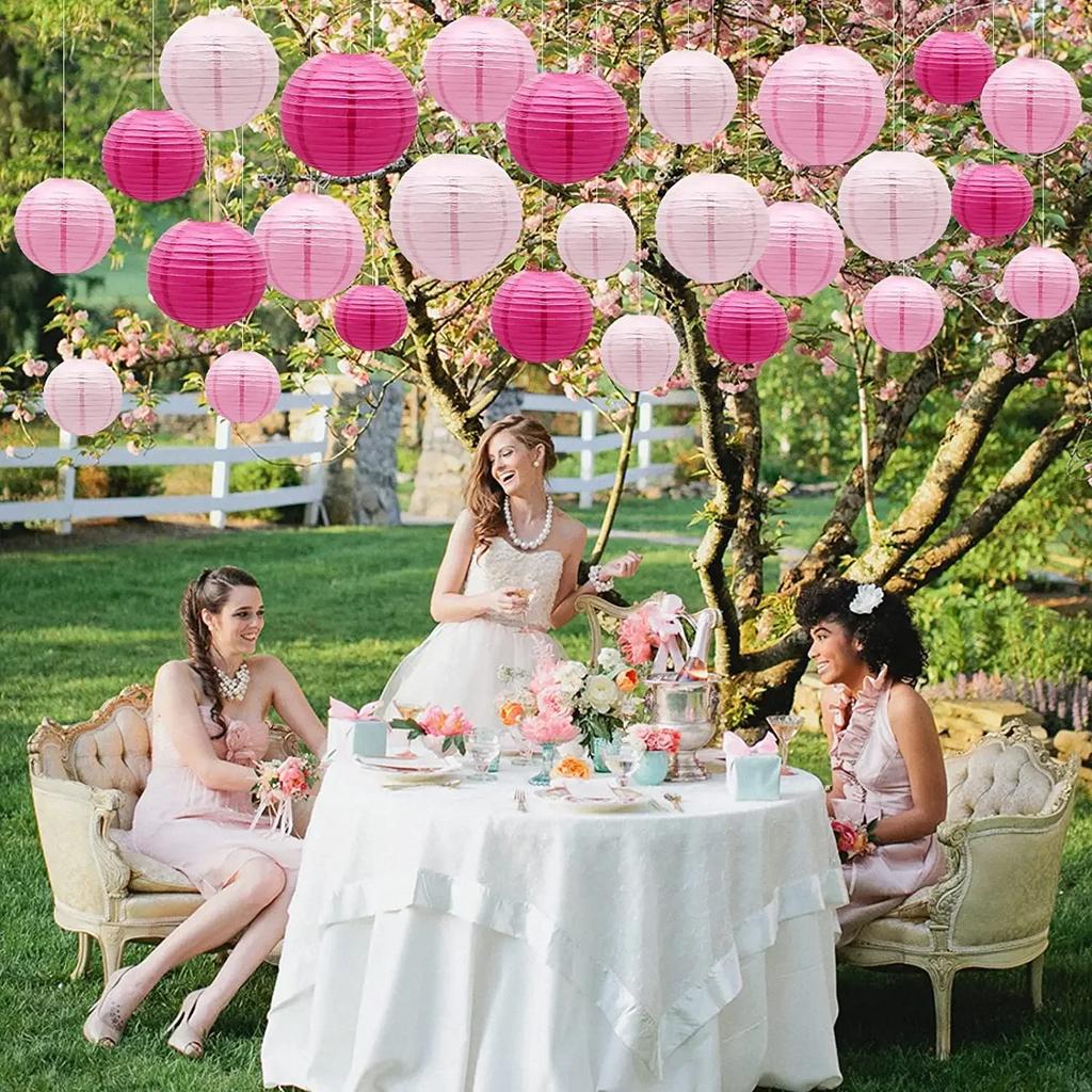 30Pcs Round Paper Lantern Wedding Decor Flowers Ball Lampion DIY Hanging Pompom Crafts Home Christmas Birthday Party Supplies