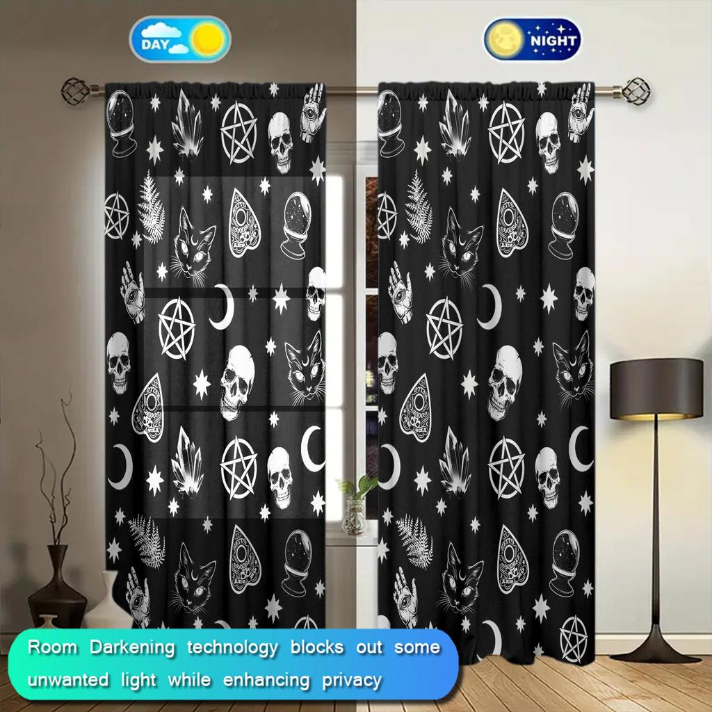 2 st Halloween Hexe Tryckt Gardin för Sovrum, Vardagsrum, Barnrum, Matsal och Arbetsrum Dekorera