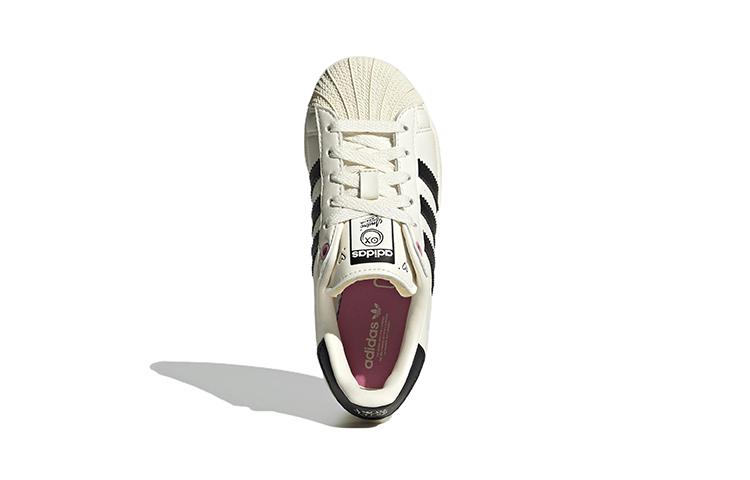 Adidas Originals SUPERSTAR C Comfortable Abrasion Resistant Low top Skateboard Shoes Beige Children Aged 3 7 Years Old GZ1754