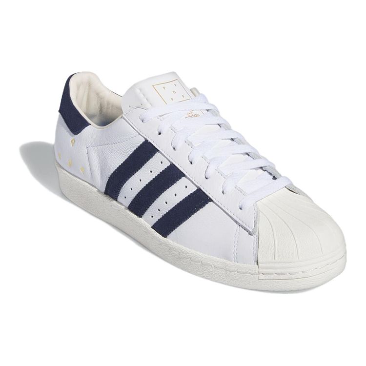 Pop Trading Company x adidas Superstar ADV Weiß Collegiate Navy Herren Sneaker Wolkenweiß Kreideweiß IE3408