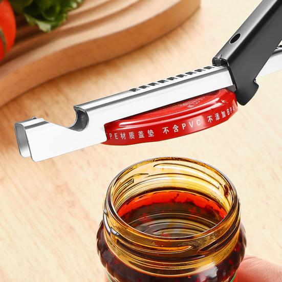 1/2 st flasköppnare rostfritt stål justerbart grepp halkfritt handtag lätt att dra burköppnare kök verktyg för äldre