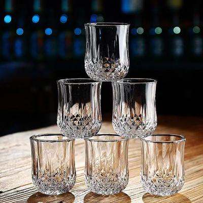 Glasses Set of 6 Drinkware 85ml Elegant Water Dispenser Diamond Sculpture Mugs Coffee Cups Small Capacity Kawaii Liquor Glass