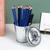 Jojofuny Desktop Mini Trash Can - Iron Garbage Bin, Pencil Cup Holder, Wastebasket, Flower Pot for Home, Kitchen, Office - Silver