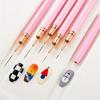 5 Pcs Nail Art Brush Pens for Gel Polish (4/8/12/20/25 Mm) Suitable for Long Nails, Precision Nail Art Brushes, Manicurists and Beginners