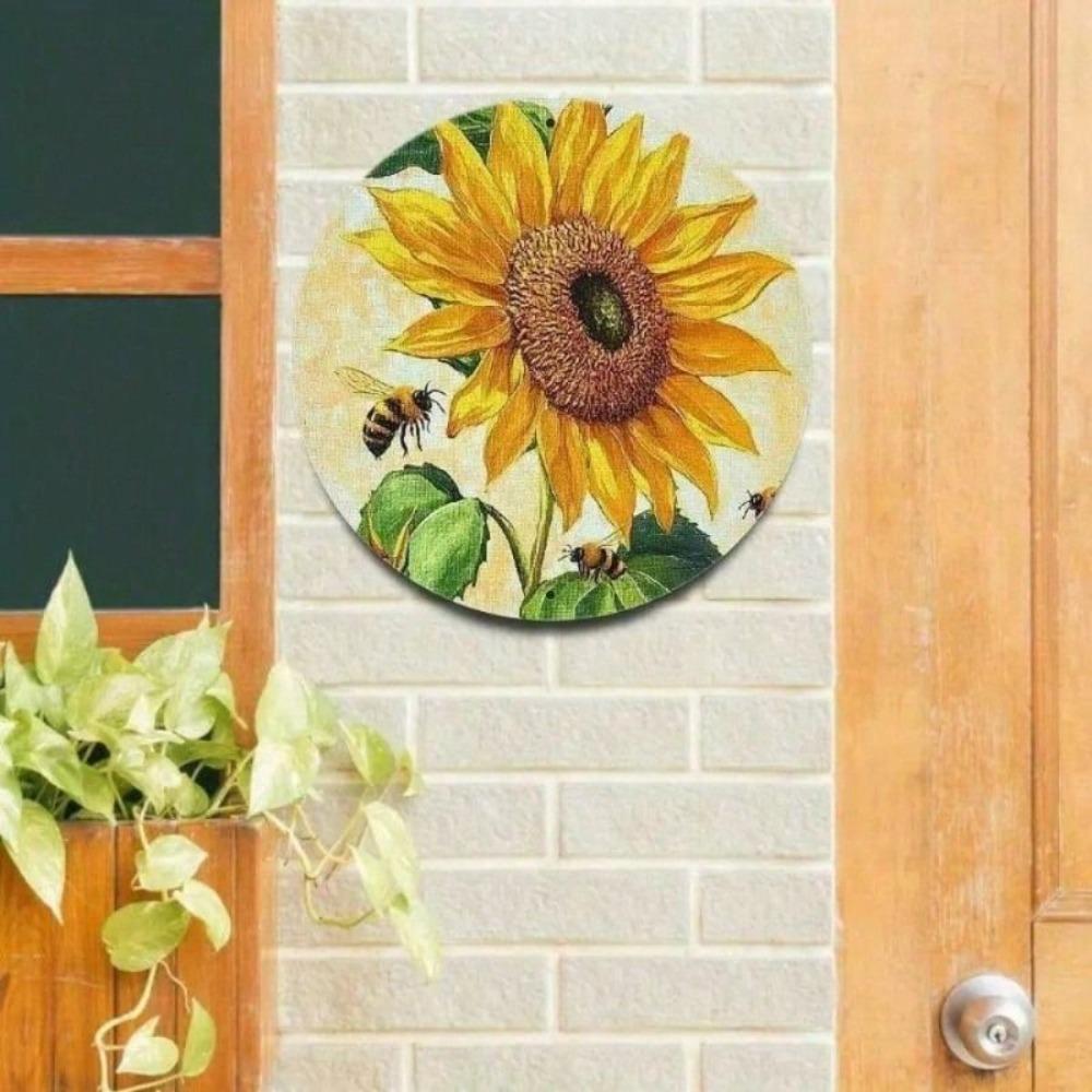 Metal Wall Art Retro Sunflower Bee Kitchen Decor