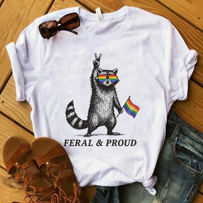 Feral and Proud Shirt, LGBTQ Raccoon Tee, Funny Pride T-Shirt