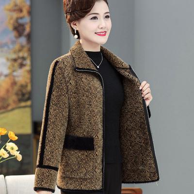 Modischer kurzer Cardigan-Mantel mit Kunstnerz-Kaschmir für Frauen mittleren Alters im Herbst und Winter