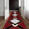 Modern Red Geometric Runner Carpet Black White Diamond Pattern with Gold Border Minimalist Hallway Floor Mat Home Decoration