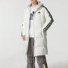 adidas 3S L Down Jacket Windproof Water-Repellent Warm Hooded Striped Mid-Length Duck Down Coat Men Jacket White KC2497