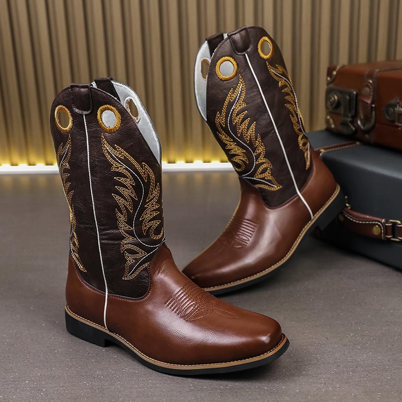 Autumn And Winter Knight Men'S Boots Luxury Designer Style Office And Work Outdoor Street High Top Leather Shoes Flat New