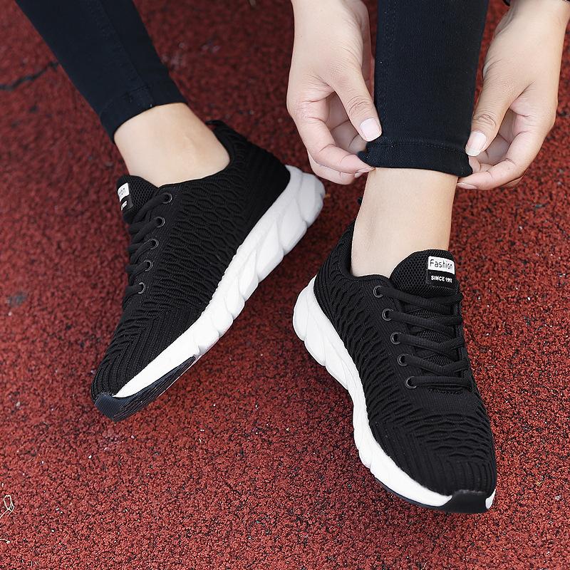 New Spring Flying Weaving Women's Shoes Korean Versatile Lightweight Women's Shoes Lace-Up Casual Shoes Fashionable Sneakers