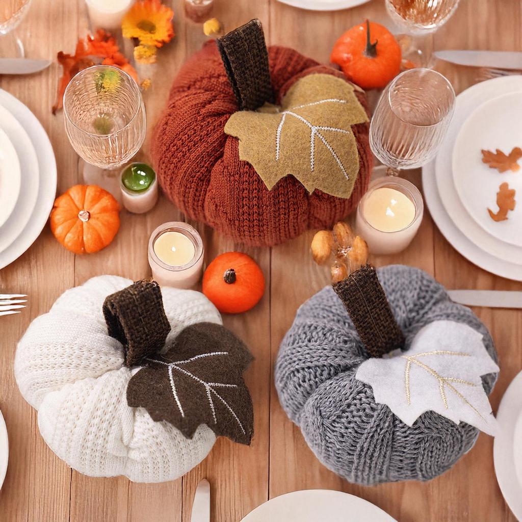 Cross-border Thanksgiving Knitted Pumpkin Ornaments for Harvest Festival Home Decor