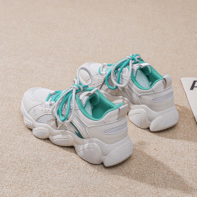 

Женские сетчатые повседневные кроссовки Весна и Осень 2025 - Универсальные кроссовки на толстой подошве в стиле папа для моды и бега 35 зелёный