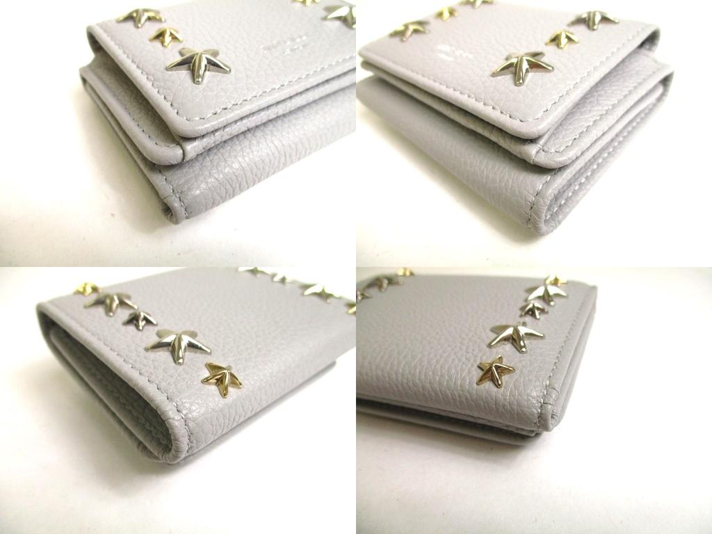 Authentic Jimmy Choo Plastic Stars Gray Leather Trifold Wallet Compact Wallet NEMO #a354  Refurbished