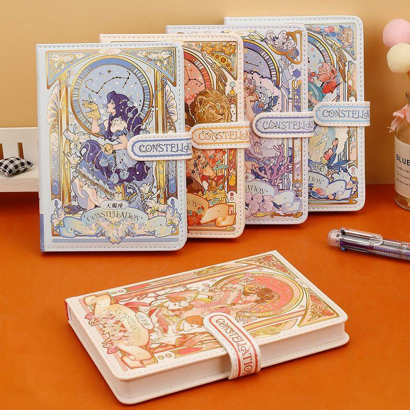 Pen Notatbok Fargeside Illustrasjon Mykt Skinn Magnetisk Spenne Studentdagbok Innbundet Notisblokk