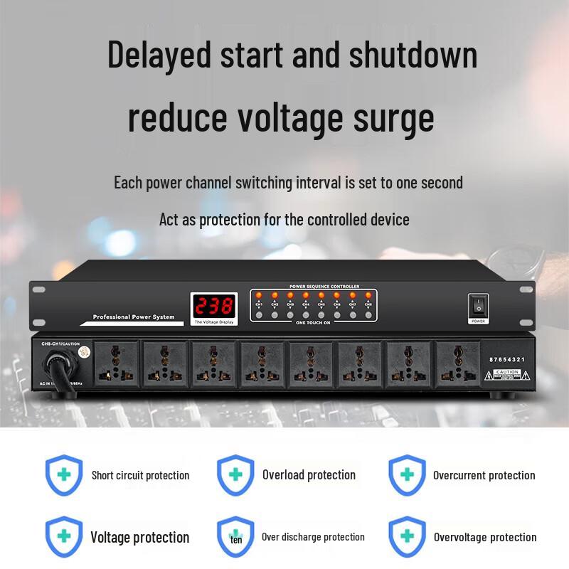 SAST SW-338V 8-Channel Power Sequencer with Voltage Display CN plug (adapter included)