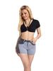 2025 European & American Stretch Fashion Patchwork Denim Hip-lifting Shorts for Women