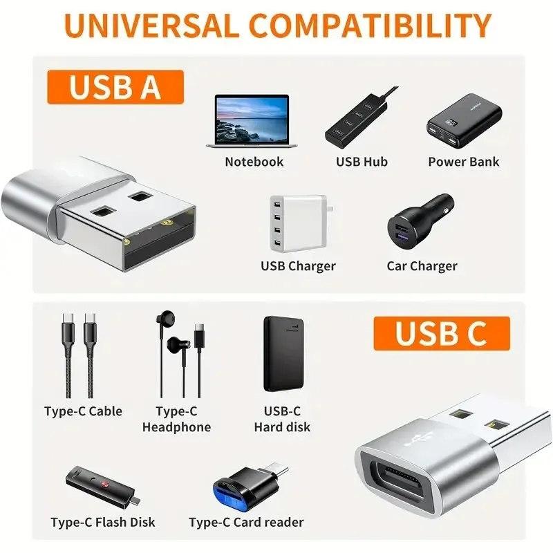 5 stk OTG USB til USB C-adaptere Slitesterk metallisk konstruksjon Universell kompatibilitet Inkludert iPhone iPad Samsung S23 IWatch AirPods