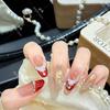 Y77 Red French Show-off Super Sparkle Cat Eye Handmade Nail Art