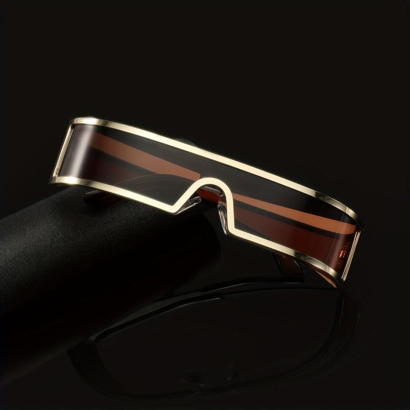 Non-polarized Vintage Trendy Design Small Frame Punk One-Piece Women Men Sunglasses Metal Frame Outdoor Driving Men Sun Eyeglasses