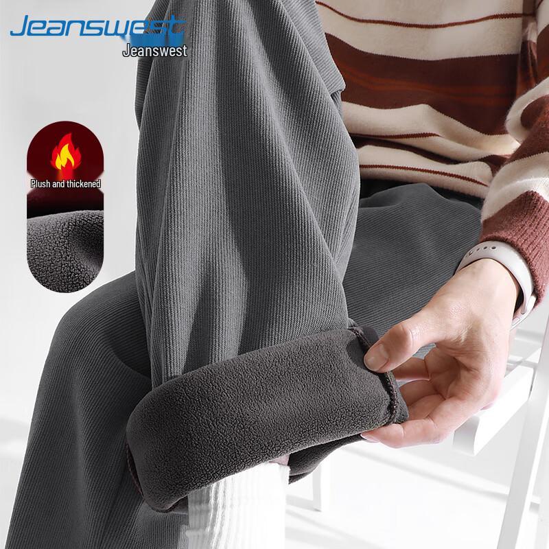 Jeanswest Men's Winter Fleece-Lined Corduroy Straight-Leg Pants