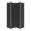 4 Piece Black Folding Screen 200 x 220 cm Fabric