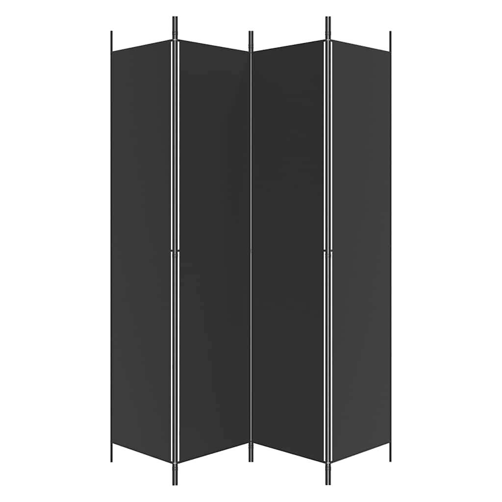 4 Piece Black Folding Screen 200 x 220 cm Fabric