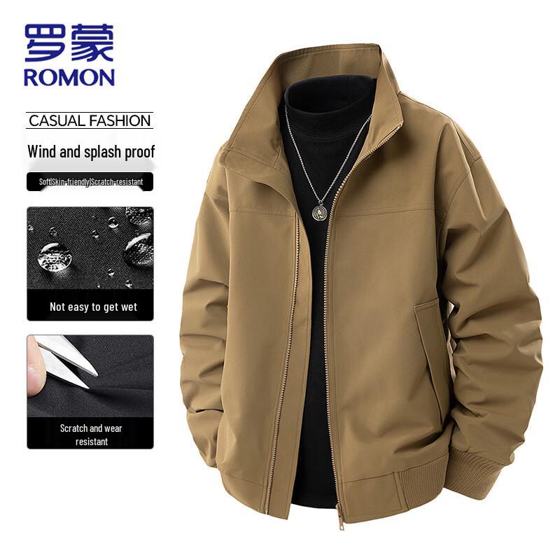 ROMON Men's Business Casual Stand Collar Work Jacket