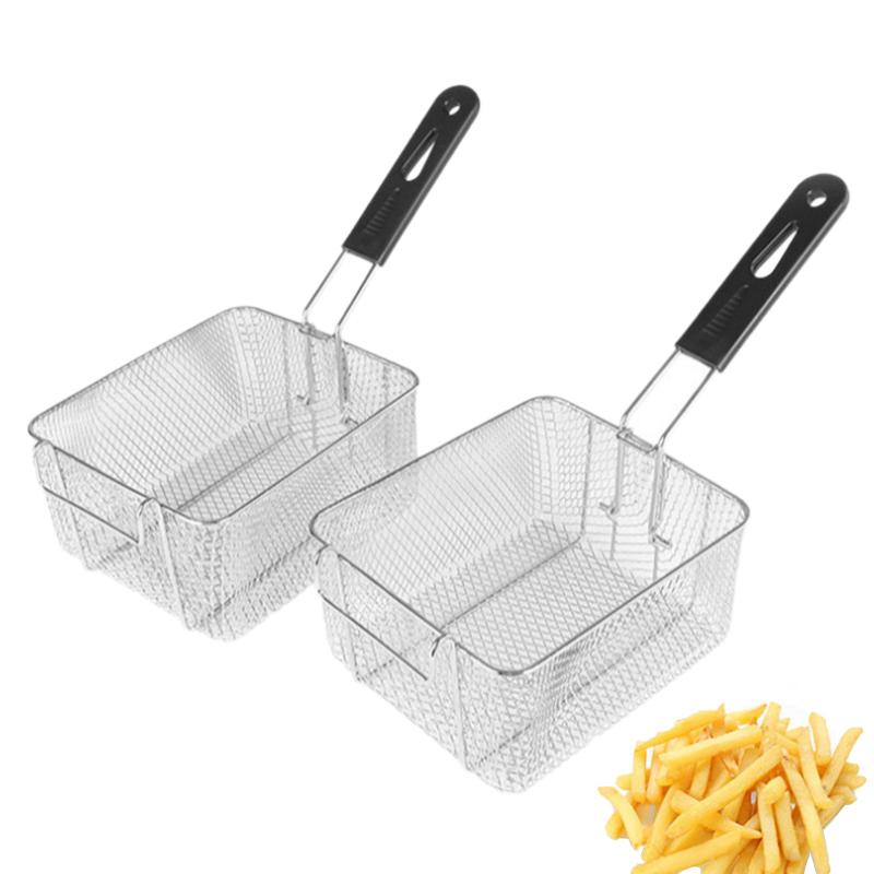 Stainless Steel Fryer Screen French Fries Frame Square Filter Net Encrypt Colander Strainers Shaped Frying Fried Mesh Basket