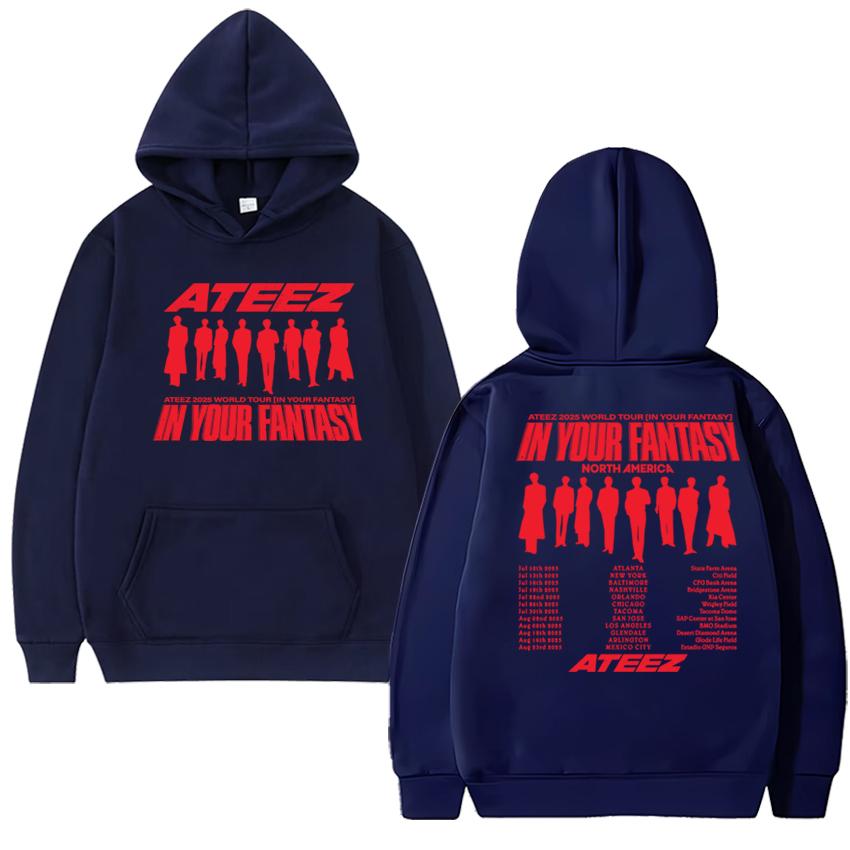 

Trend Ateez In Your Fantasy World Tour 2025 Double Sided print Hoodies Men women fashion Y2k pullovers Unisex Fleece Sweatshirt 3XL