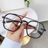 Women Trend Retro Plain Face Myopia Eyewear Fashion Double Beam Metal Glasses Men Blue Light Blocking Eye Protection Eyeglasses