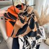 Luxusní značka Cashmere Dámské Květinový Šátek Zimní Teplý Šátek a Zavinovač Bandana Pašmína Dámské Foulard Square Silná deka Poncho