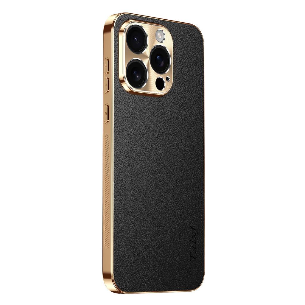 Electroplated Lychee Pattern Case for iPhone 14, 15, 16 Pro, and 17 - Precision Fit, Stylish Design