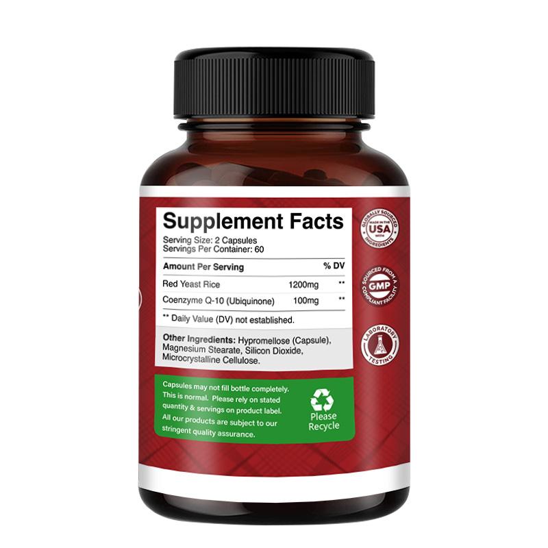 Didacat Red Yeast Rice Supplement, CoQ10 100mg, Heart Wellness, 120 Capsules