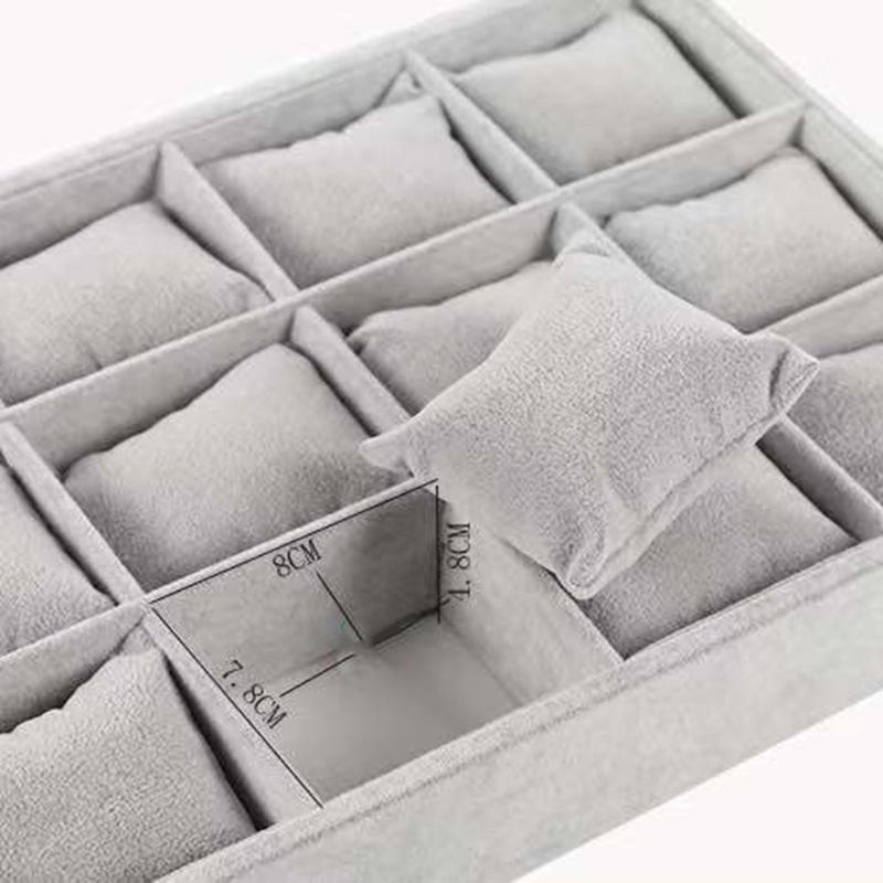 Plush Watch Display Trays Featuring 12 Grids For Organized Jewelry Presentation Luxury Flannel Jewelry Display Box