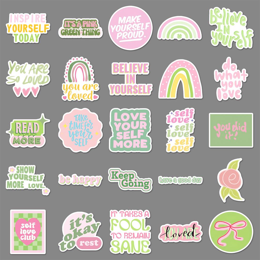 50 Danish Flour Inspirational English Graffiti Stickers Personalized Decoration Mobile Phone Computer Water Cup Stickers