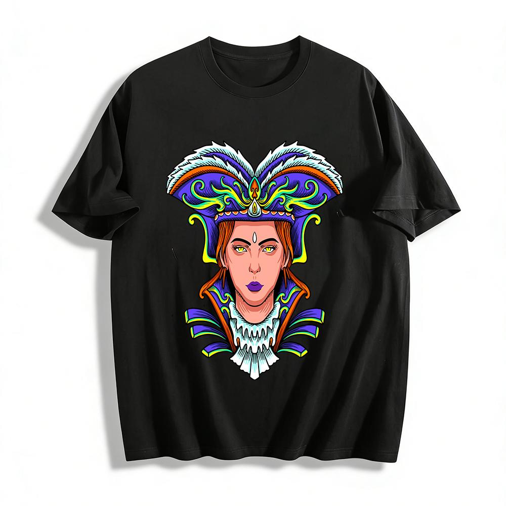 

Vintage Gorgeous Noble Style Printed Unique Top Pure cotton T-shirt XXS