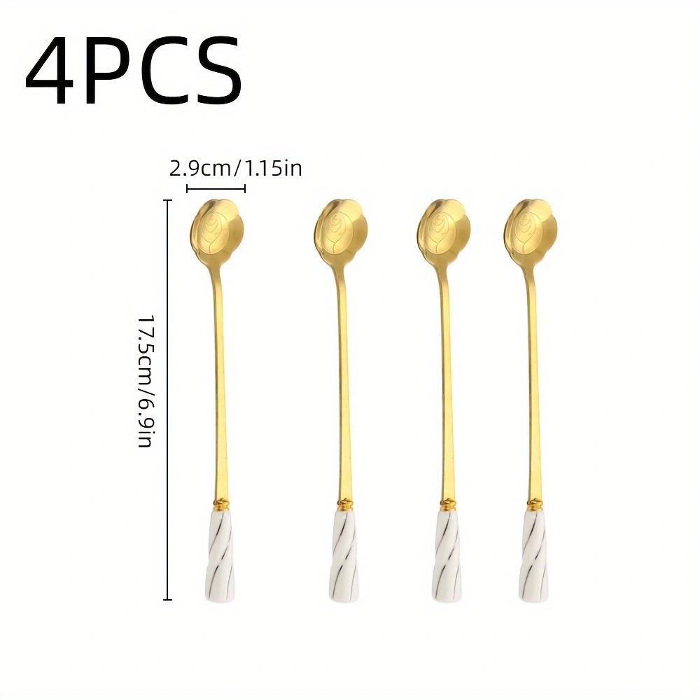 

Artistic Stainless Steel Leaf Pattern Gold Coffee Stirring Spoon Multi-Functional for Daily Kitchen Use and School Activities