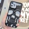 3D Matte Metallic Color Hollow Out Skull Phone Case for iPhone 16 15 13 12 11 14 ProMax 16 15 Plus Fashion Shockproof Soft Cover