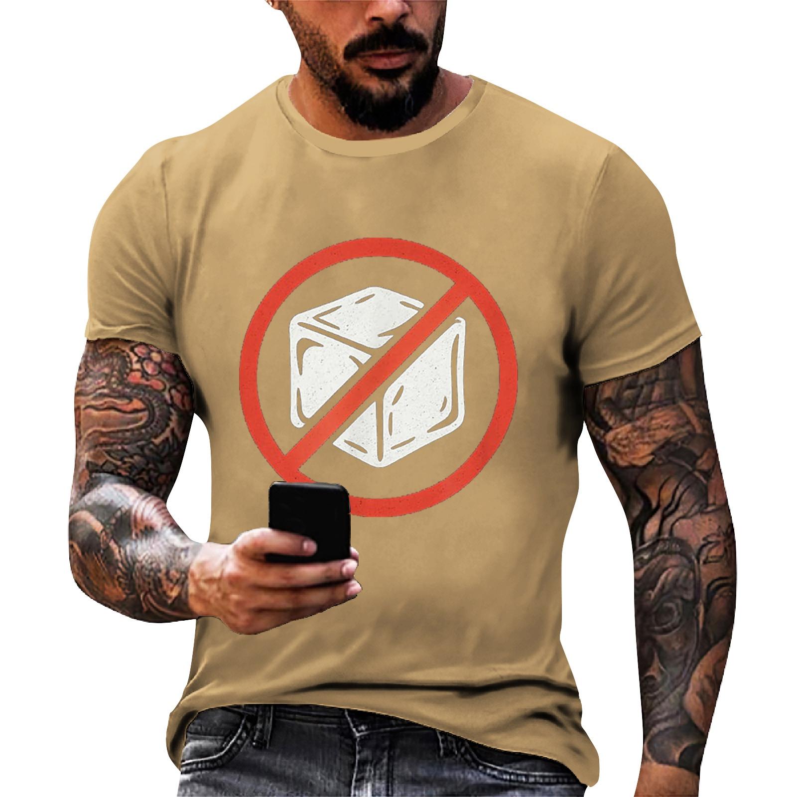 

Men s loose and casual patterned letter print T-shirt short-sleeved top M хакі